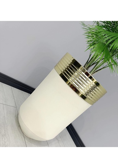 Elegant Dekoratif Gold Darbuka Krem Saksı 70cm