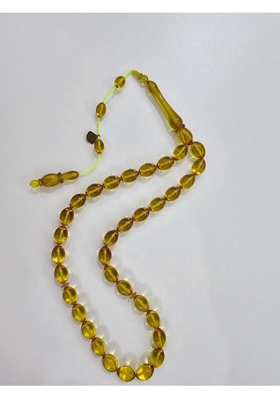 Han Faturan Hasan Ayhan İmzalı Kehribar Tesbih 8 X 12,5 Mm Beyzi