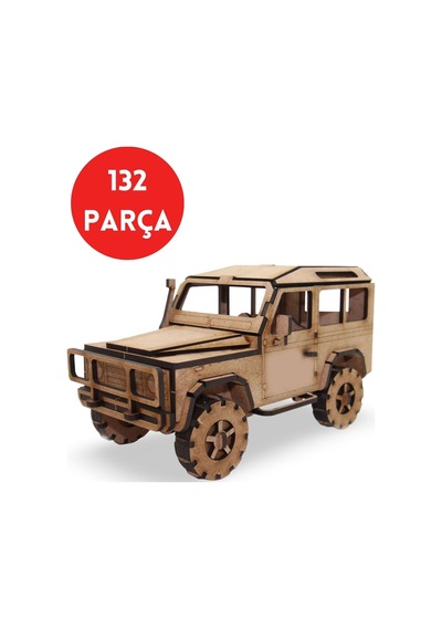 Ahşap 4x4 Off-road Araç Maketi - 132 Parça 4x4 Model Araba - 3d Land Rover Defender Puzzle