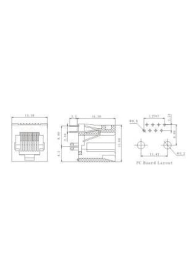 Rj45 Kart Tipi Dişi Soket 180 Derece