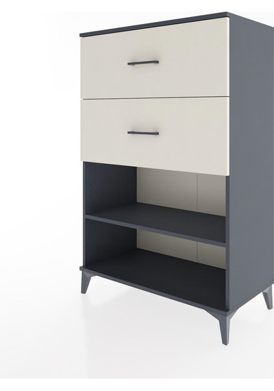 Hyperion Dolap Tek Raflı 2 Çekmeceli 88x44x134 Antrasit-aytaşı Antrasit