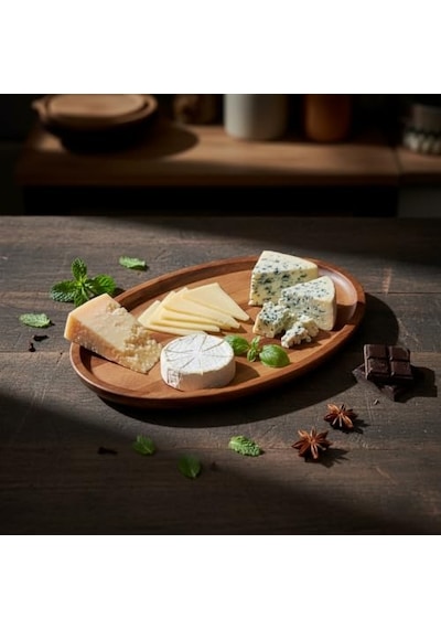 Akasya Ağacı Oval Sunum Tabağı 28x18 Cm Yükseltilmiş Kenarlı Doğal Ahşap Servis Tepsisi Kahve, Peynir Ve Diğer