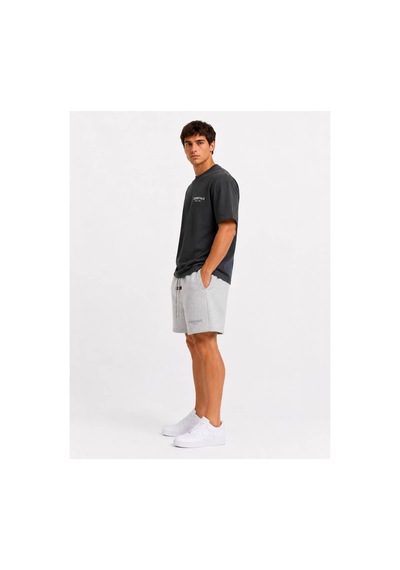 Hzr Wear Erkek Regular Fit Rahat Kesim %100 Pamuk Hafif Kalın Beli Bağcıklı Şort Gri