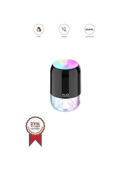 Torima H6 Siyah 200ml Ultrasonik Renkli Hava Nemlendirici Buhar Makinesi Ve Aroma Difüzörü