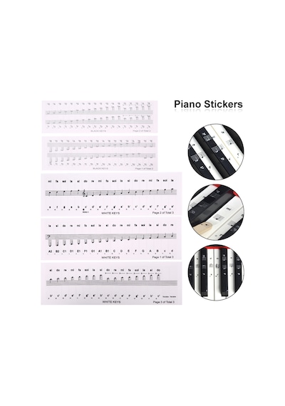 Piyano Org Klavye Piyano Tuşları İçin Nota Siyah Sticker Etiketi Piyano Org Klavye Piyano Tuşları İçin Nota Siyah Sticker Etiketi