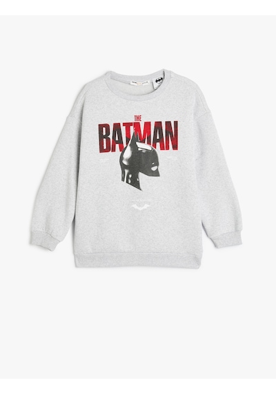 Koton Batman Sweatshirt Lisanslı Baskılı Uzun Kollu Gri 5wkb10436tk Gri