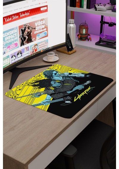 Cyberpunk 2077 Kaymaz Dikişli Kauçuk Oyuncu Mousepad V4 - 48x40 Xl Gaming Mouse Pad Fare Altlığı