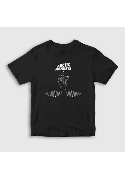 Presmono Unisex Çocuk Snap Arctic Monkeys T-shirt Siyah