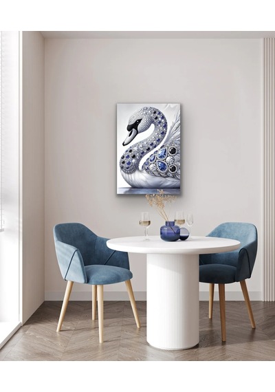 Elmaslı Kuğu Kanvas Tablo 70x100cm Çok Renkli