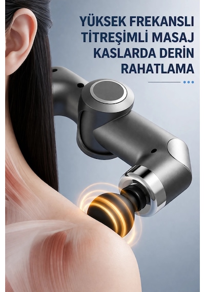 Auhma Amg39 Ayarlanabilir Açılı Şarjlı Masaj Aleti - Bel, Boyun, Omuz Ve Bacak 4 Farklı Başlık Gri