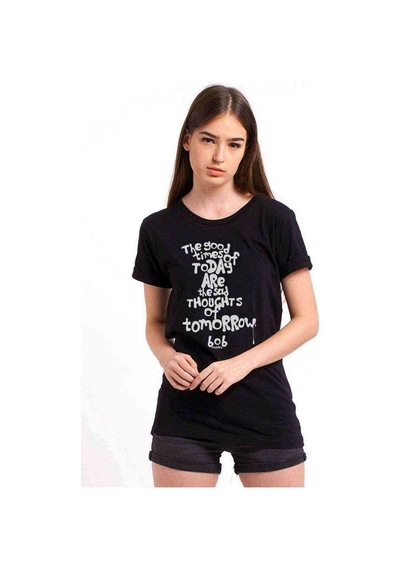 Bob Marley The Good Time Of Baskılı Siyah Kadın Tshirt