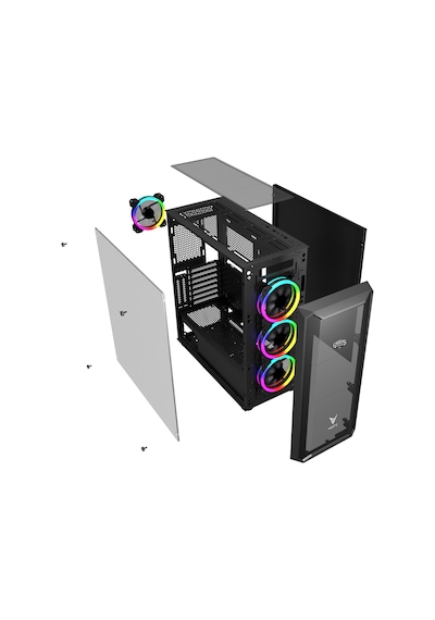 Gamers Arena Vento VG16AL Rgb E-Atx Oyuncu Bilgisayar Kasa Siyah