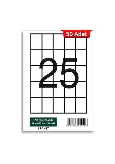 Herboy Hb-1059 42 X 59,69 Mm A4 Laser Etiket 50 Adet