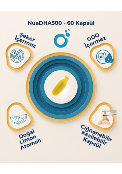 Nua Dha 500 Omega-3 İçeren Takviye Edici Gıda 60 Kapsül ﻿