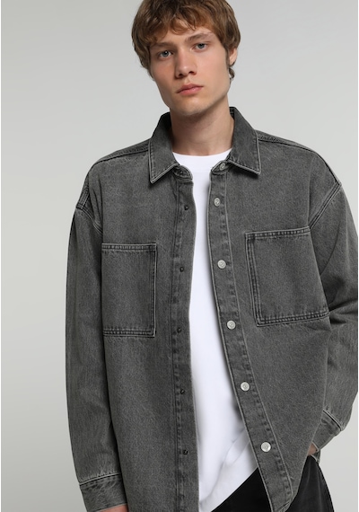 Colin's Colins Oversize Fit Erkek Grey Denim Shacket Cl1082677 Q1.v1 Dn45148
