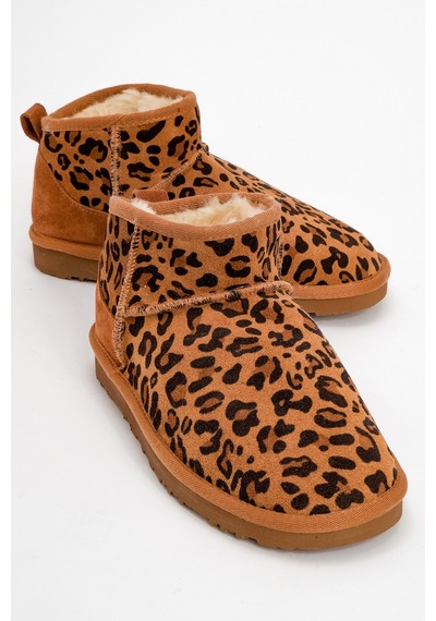 Luvishoes Luvi Shoes Zaz Taba Desenli Hakiki Deri Kadın Bilekte Bot Taba