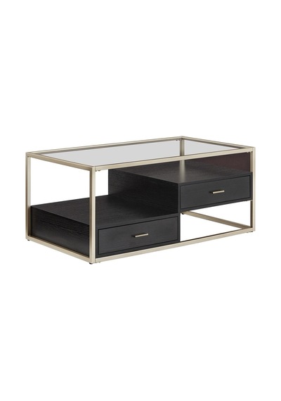 Faye Gold Metal Ahşap&cam Orta Sehpa