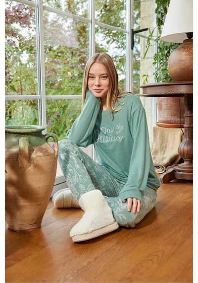 Aydoğan Kadın Bisiklet Yaka Termal Pijama Takımı 30009y- 1 Adet Yeşil