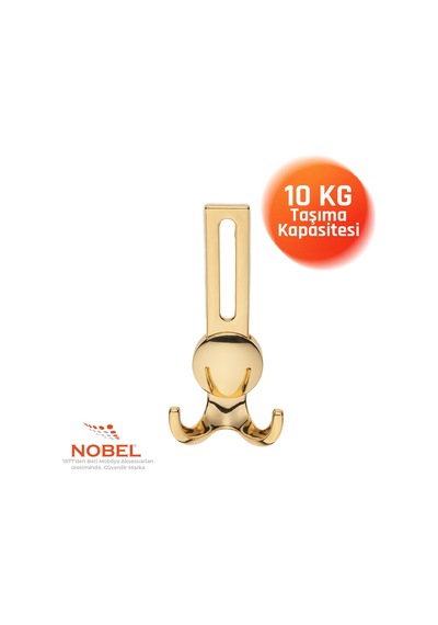 Solo Lüks Portmanto Askı, Metal, Vestiyer Askı, 210 Gr, Dolap Askılık, Duvar Askılığı, Altın Sarısı Vidalı 5 Adet
