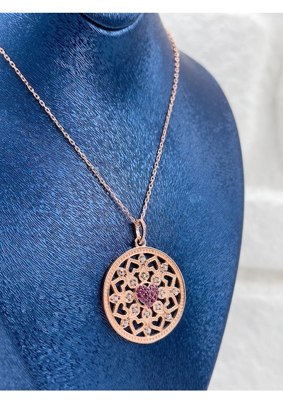 Rose Renk Kar Tanesi Model Kadın Gümüş Kolye - Kar Tanesi Kolye Rose