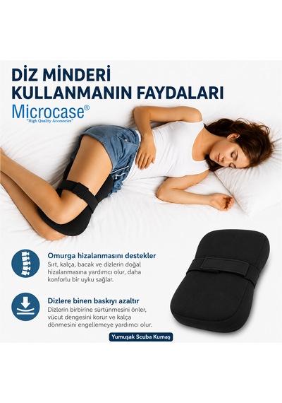 Microcase Ortopedik Diz Bacak Arası Yastık Destek Yan Yatış Yastığı Al5588 Siyah