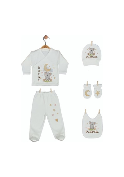 Pia Baby Gl 1911-05 İsme Özel Beşli Zıbın Set Krem