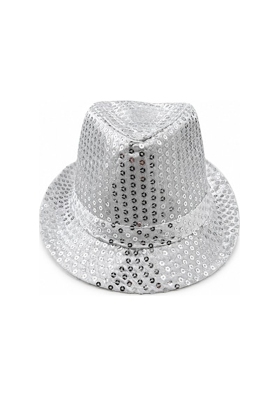 Işıklı Pullu Lüks Gümüş Silver Fötr Parti Şapkası 58 Cm Baş Çevresi Yılbaşı Doğum Günü