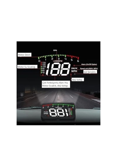 Hyundai Era-getz Araba Için Uyumlu Harici Dijital Hararet-hız-devir-voltaj Göstergesi Ekranı Hub Obd