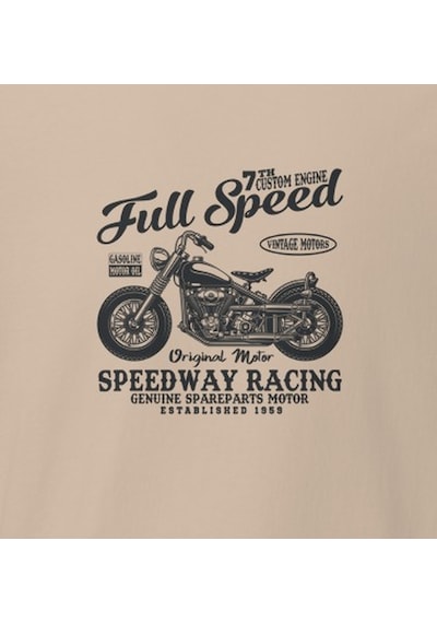 Wildstyle Full Speed Speedway Racing Motosiklet Vintage Yarış Baskılı Unisex Bisiklet Yaka Pamuklu Tişört - Ca