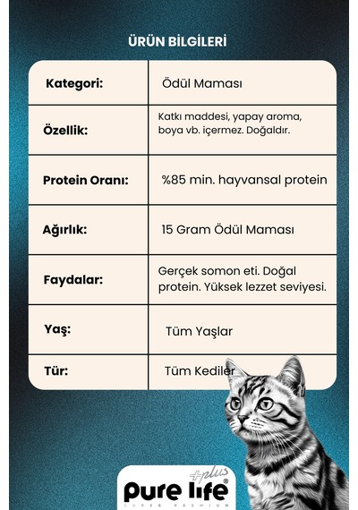 Purelife Plus Karışık Stick Somon Tavuk Kuzu Etli Kedi Ödül Çubuk Seti 3 x 15 G