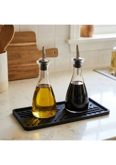 Siyah Silikon Yağdanlık Altlığı Kaydırmaz Mutfak Organizer 23x10 Cm 5468 Çok Renkli