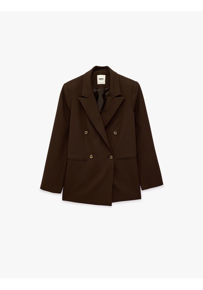 Koton Viskon Karışımlı Düğme Detaylı Uzun Kollu Kruvaze Yaka Blazer Ceket Kahverengi 7wak50011uw Kahve Koton Viskon Karışımlı Düğme Detaylı Uzun Kollu Kruvaze Yaka Blazer Ceket Kahverengi 7wak50011uw Kahve