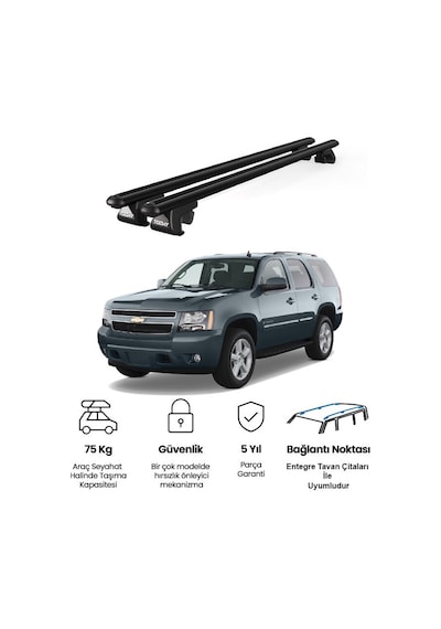 Venüs Chevrolet Tahoe 2007-2014 Uyumlu Siyah Ara Atkı Port Bagaj Tavan Barı