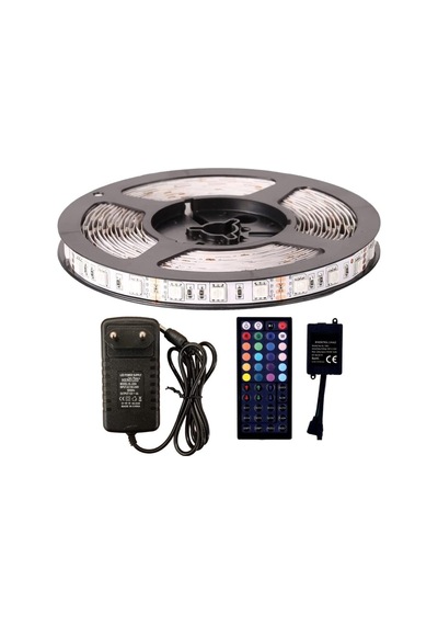 Rgb Şerit Led Tak Çalıştır 44 Tuşlu Kumandalı 5050 3 Çipli Iç Mekan Silikonsuz 5 Metre Bakır