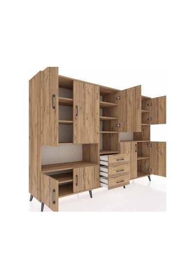 Hyperion Dolap 13 Raflı 3 Çekmeceli 9 Kapaklı 220x44x163 Çam-çam Çam-çam