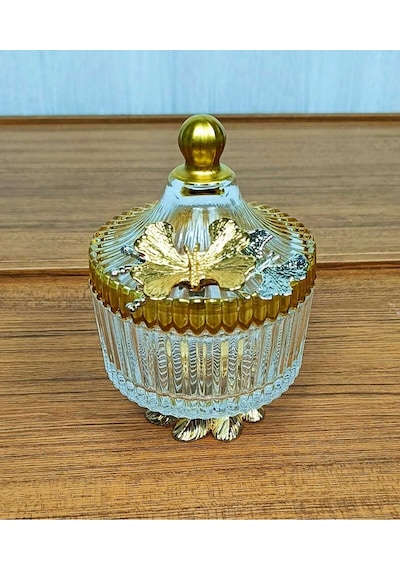 Elta Collection Yeni Model Gold Metal Ayaklı Kapaklı Kelebekli Şekerlik Sunumluk Çerezlik Hediyelik Gold