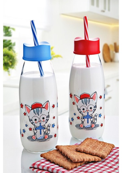 Hayvan Figürlü Pipetli Su Ve Süt Şişesi Cam 500 Ml Diğer