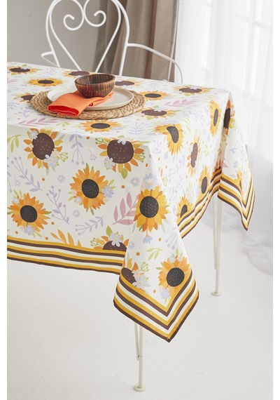 Ays Home Sarı Ayçiçeği Desen Kumaş Yemek Masası Örtüsü