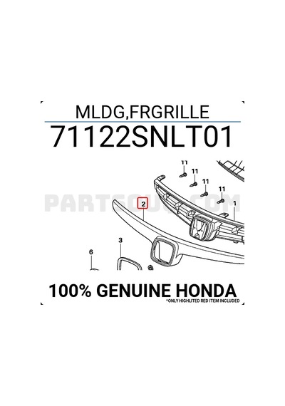 Honda Civic 2006 Yılında Çıkan Kasa Ön Panjur Bandı Nikelaj Sedan Oem No: 71122snlt01
