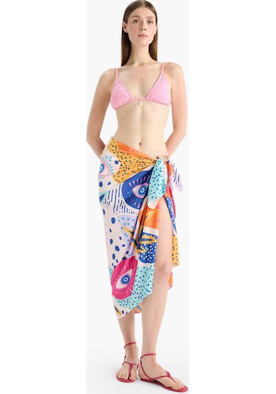 Defacto Regular Fit Desenli Saten Plaj Eteği-fall İn Love B1443ax25hspn219 Pembe