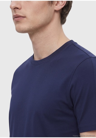 Ramsey Lacivert Düz Bisiklet Yaka T-shirt lacivert navy Blue