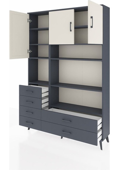 Arges Dolap 9 Raflı 6 Çekmeceli 3 Kapaklı 132x30x195 Antrasit-aytaşı/antrasit Aytası/antrasıt Arges Dolap 9 Raflı 6 Çekmeceli 3 Kapaklı 132x30x195 Antrasit-aytaşı/antrasit Aytası/antrasıt