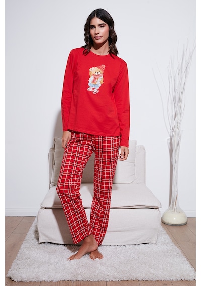 Lela Bayan Pijama Takımı 65723313 Kırmızı Kırmızı