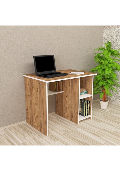 Kalenderdekor1 Kalender Dekor Avel 90 Cm Çalışma Masası Av02 Beyaz  -  Meşe