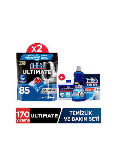 Finish Ultimate Bulaşık Makinesi Deterjanı Kapsül Tablet 170 Adet (85 x 2) + Temizlik Ve Bakım Seti