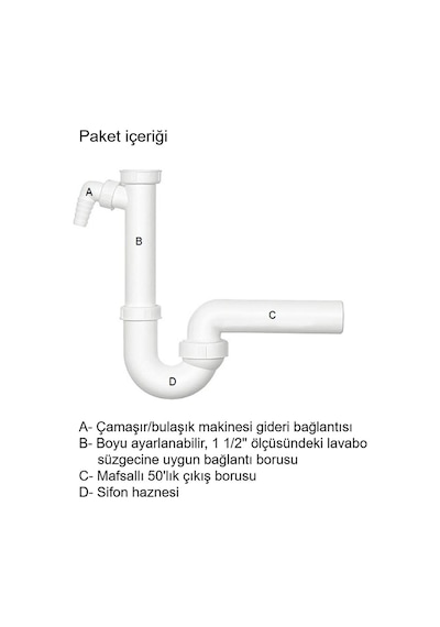 Dallmer Koku Önleyici Lavabo Ve Evye Sifonu 100/1 Çamaşır Bulaşık Makinesi Bağlanabilir