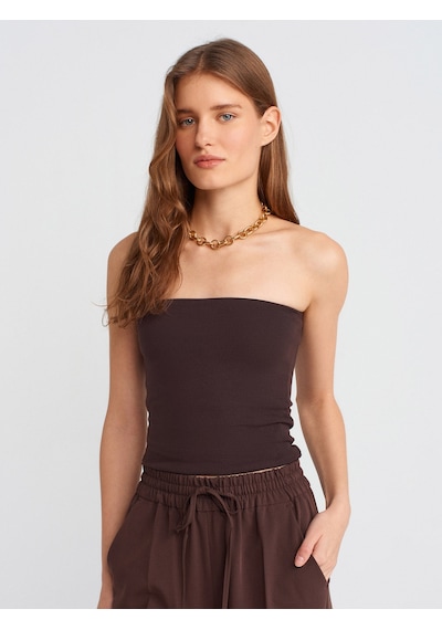 Dilvin 20659 Crop Top-koyu Kahve Koyu Kahve