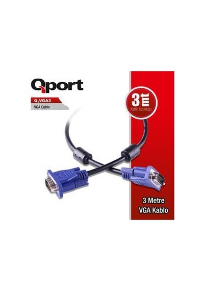 Qport Q-vga3 15pın Fıltrelı 3mt Vga Kablo Diğer