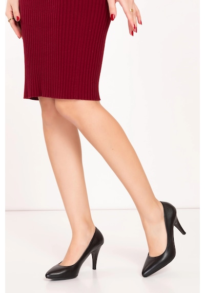 Gondol Hakiki Deri Stiletto-vdt.25 Siyah