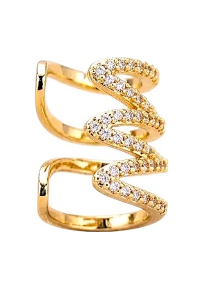 Earcuff Sıkıştırmalı Pirinç Kıkırdak Küpe Sarmal Zirkon Taşlı Altın Renk Diğer
